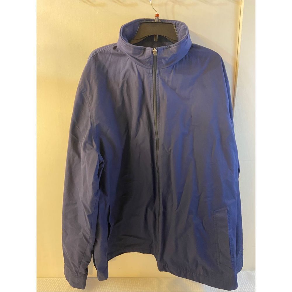 Eddie Bauer 3xl tall navy zipper‎ jacket hood in collar